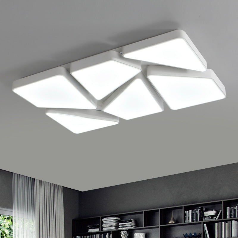 Contemporary 25.5"/37.5" W LED Flush Mount Lighting with Acrylic Shade Black/White Square/Rectangular Ceiling Light, Warm/White Light Clearhalo 'Ceiling Lights' 'Close To Ceiling Lights' 'Close to ceiling' 'Flush mount' Lighting' 466598