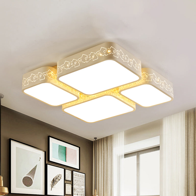 Modern LED Ceiling Flush Mount with Acrylic Shade White Squared Ceiling Light in Warm/White Lighting Clearhalo 'Ceiling Lights' 'Close To Ceiling Lights' 'Close to ceiling' 'Flush mount' Lighting' 466659