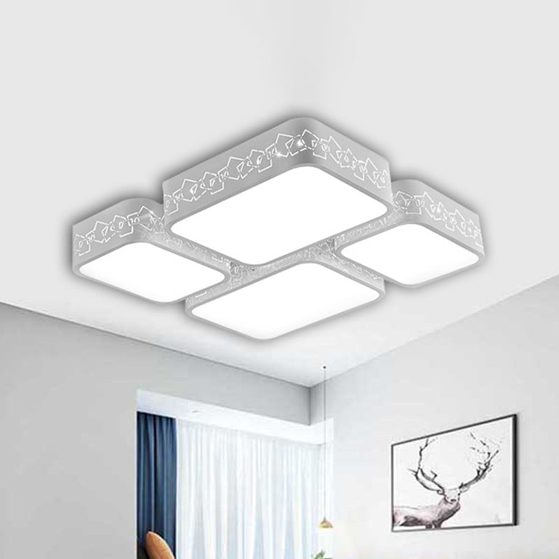 Modern LED Ceiling Flush Mount with Acrylic Shade White Squared Ceiling Light in Warm/White Lighting Clearhalo 'Ceiling Lights' 'Close To Ceiling Lights' 'Close to ceiling' 'Flush mount' Lighting' 466660