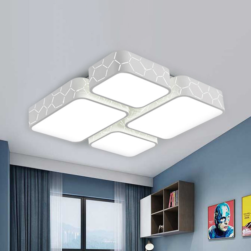 White Finish Square Ceiling Lighting Contemporary Warm/White Lighting LED Acrylic Flush Mount Light for Bedroom Clearhalo 'Ceiling Lights' 'Close To Ceiling Lights' 'Close to ceiling' 'Flush mount' Lighting' 466676