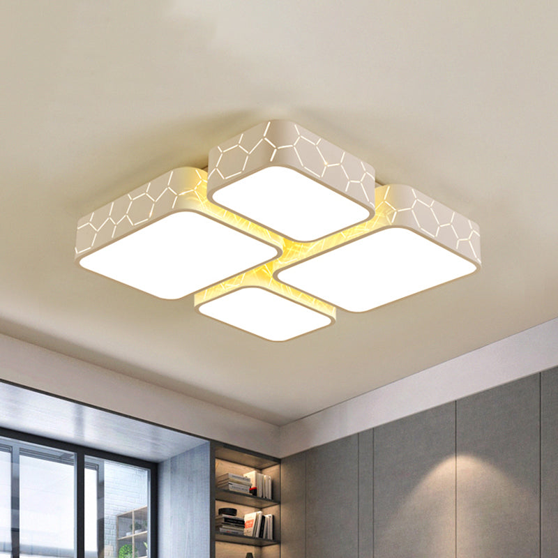 White Finish Square Ceiling Lighting Contemporary Warm/White Lighting LED Acrylic Flush Mount Light for Bedroom Clearhalo 'Ceiling Lights' 'Close To Ceiling Lights' 'Close to ceiling' 'Flush mount' Lighting' 466677