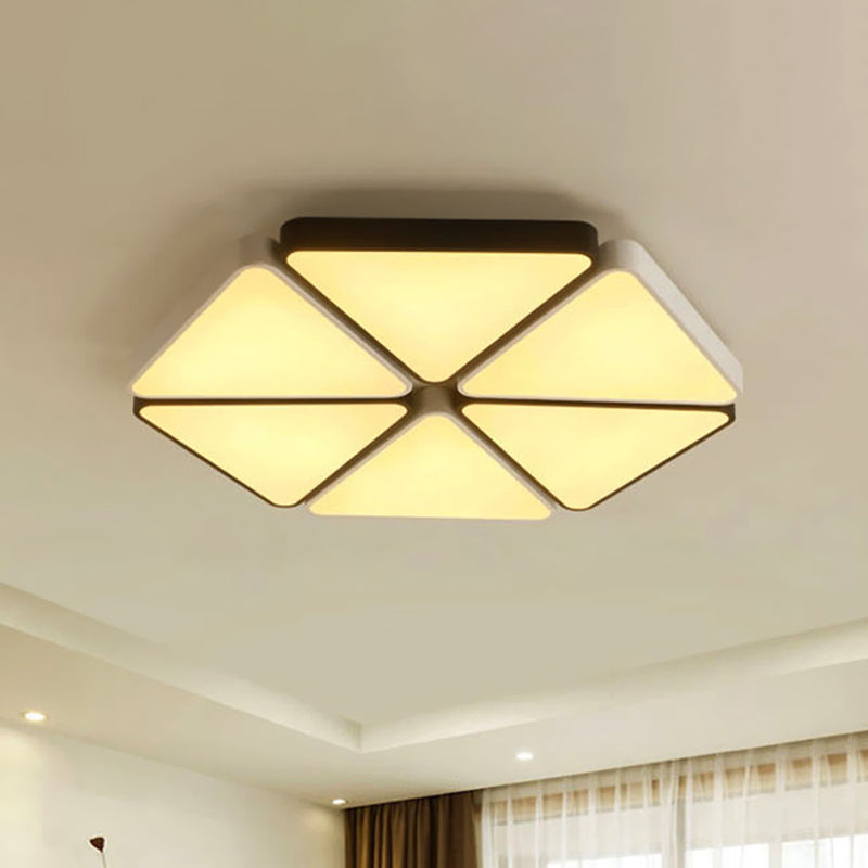 Contemporary Hexagon Flush Mount Fixture Acrylic Warm/White Light LED Living Room Ceiling Light Fixture in White, 19.5"/23.5" Wide Clearhalo 'Ceiling Lights' 'Close To Ceiling Lights' 'Close to ceiling' 'Flush mount' Lighting' 466917