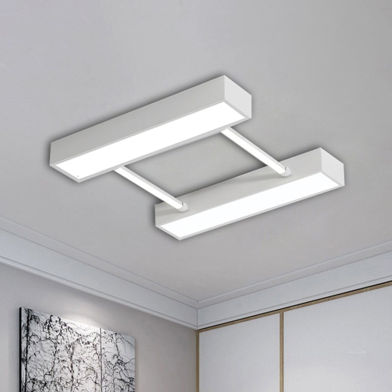 Parallel Cuboid Flush Mount Nordic Metal White/Black Integrated LED Ceiling Fixture for Bedroom in Warm/White, 16"/19.5"/23.5" W Clearhalo 'Ceiling Lights' 'Close To Ceiling Lights' 'Close to ceiling' 'Flush mount' Lighting' 466988