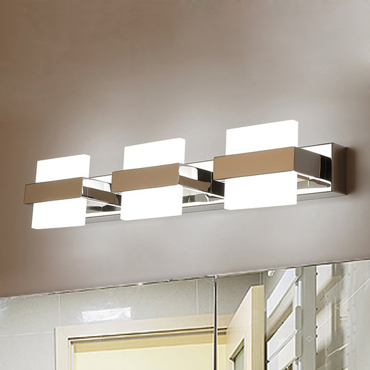 Square Vanity Wall Light Fixture Simple Acrylic LED 3/4 Lights Bathroom Mirror Lamp in White Clearhalo 'Modern wall lights' 'Modern' 'Wall Lamps & Sconces' 'Wall Lights' Lighting' 467068