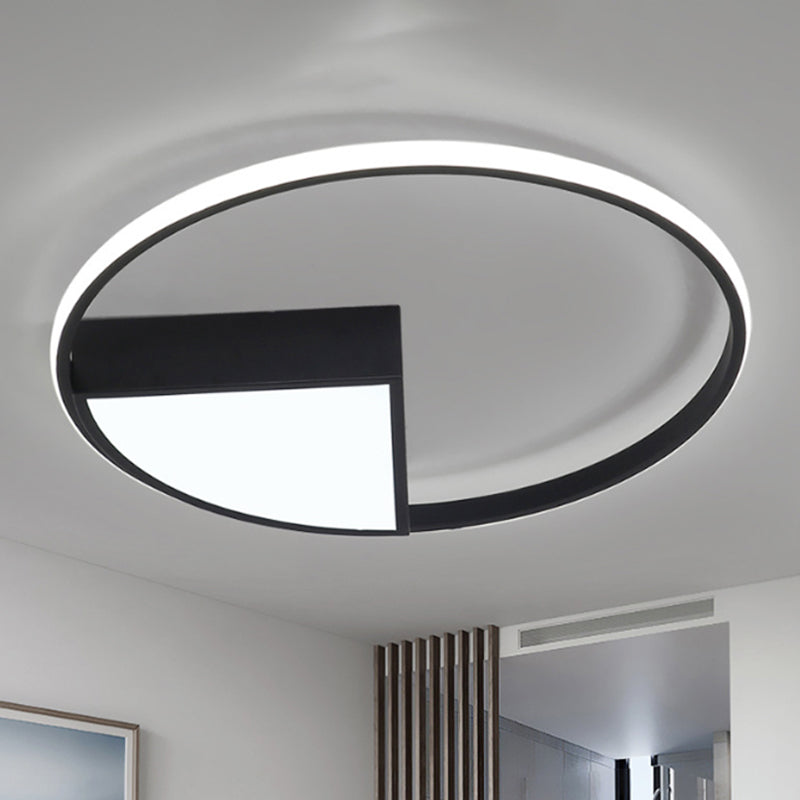 16"/19.5"/23.5" Wide Acrylic Sector Flushmount Simplicity LED Black/White Ceiling Lighting Fixture in Warm/White Light Clearhalo 'Ceiling Lights' 'Close To Ceiling Lights' 'Close to ceiling' 'Flush mount' Lighting' 467151