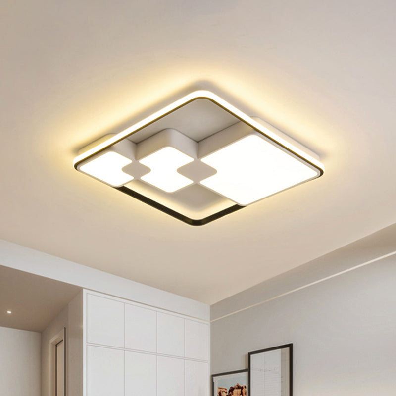 Squared Ceiling Flush Mount Nordic Style Acrylic LED White Ceiling Lighting in Warm/White Lighting, 18"/23.5" Width Clearhalo 'Ceiling Lights' 'Close To Ceiling Lights' 'Close to ceiling' 'Flush mount' Lighting' 467290