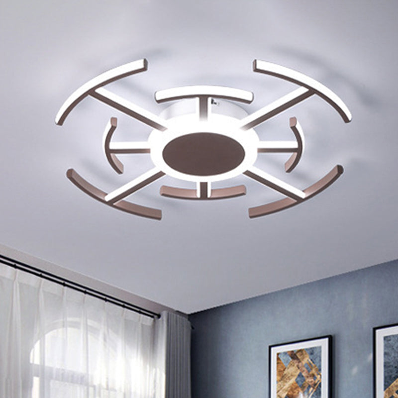 Metal Round Flushmount Light with Maze Design Contemporary 8/12/16-LED Flush Ceiling Lamp in Brown Clearhalo 'Ceiling Lights' 'Close To Ceiling Lights' 'Close to ceiling' 'Semi-flushmount' Lighting' 467293