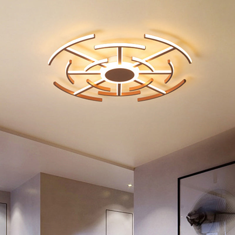 Metal Round Flushmount Light with Maze Design Contemporary 8/12/16-LED Flush Ceiling Lamp in Brown Clearhalo 'Ceiling Lights' 'Close To Ceiling Lights' 'Close to ceiling' 'Semi-flushmount' Lighting' 467294