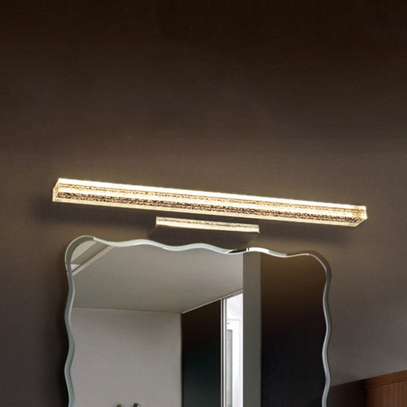 Linear Bathroom Vanity Lamp Stainless Steel 1-Light Modern LED Wall Sconce with Acrylic Shade in Warm/White Light, 8"/16"/23.5" Wide Stainless-Steel Warm Clearhalo 'Modern wall lights' 'Modern' 'Vanity Lights' 'Wall Lights' Lighting' 467296