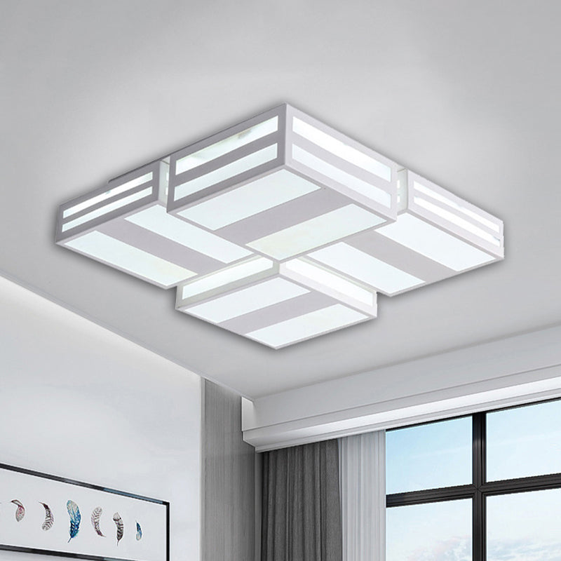 Contemporary Square Ceiling Lamp Acrylic Warm/White Lighting LED Bedroom Ceiling Mounted Light with Stripe Pattern in Black/White Clearhalo 'Ceiling Lights' 'Close To Ceiling Lights' 'Close to ceiling' 'Flush mount' Lighting' 467298