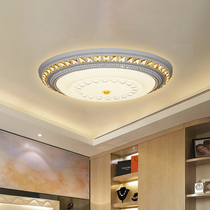 Crystal Accent Circular Flushmount Light Contemporary LED Ceiling Light Fixture in White for Hallway, 19.5"/23.5"/31.5" Width Clearhalo 'Ceiling Lights' 'Close To Ceiling Lights' 'Close to ceiling' 'Flush mount' Lighting' 467310