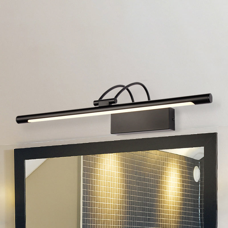 Tubular Wall Light Modern Style Metal LED Black Finish Vanity Sconce Light in Warm/White Light, 18"/21.5" W Black Clearhalo 'Cast Iron' 'Glass' 'Industrial' 'Modern wall lights' 'Modern' 'Tiffany' 'Traditional wall lights' 'Vanity Lights' 'Wall Lights' Lighting' 467316