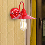 Metal Polished Red Wall Lighting Flat Shade 1 Head Industrial Stylish Sconce Light with Gooseneck Arm Clearhalo 'Art deco wall lights' 'Cast Iron' 'Glass' 'Industrial wall lights' 'Industrial' 'Middle century wall lights' 'Modern' 'Rustic wall lights' 'Tiffany' 'Traditional wall lights' 'Wall Lamps & Sconces' 'Wall Lights' Lighting' 467323