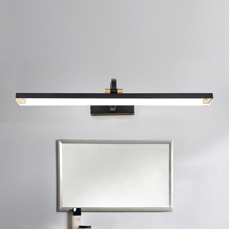 Black Finish Linear Vanity Light Modernist Style 16"/22" Wide LED Acrylic and Metal Wall Lamp for Bathroom, Warm/White Lighting Clearhalo 'Cast Iron' 'Glass' 'Industrial' 'Modern wall lights' 'Modern' 'Tiffany' 'Traditional wall lights' 'Vanity Lights' 'Wall Lights' Lighting' 467366