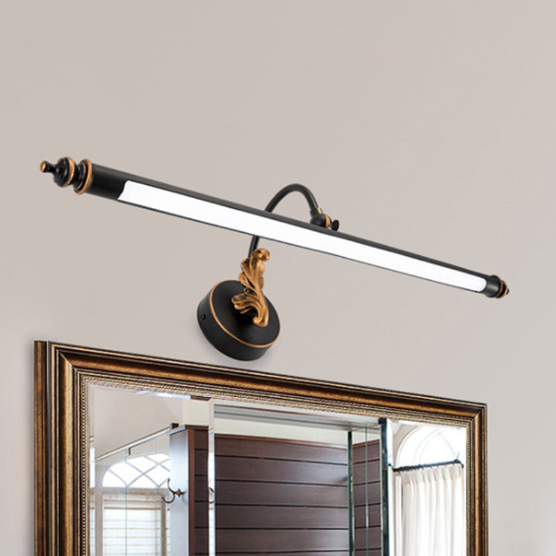 Black Tubular Vanity Lighting Modernist 19"/25" W LED Metal Wall Sconce Light in Warm/White Light for Bathroom Clearhalo 'Cast Iron' 'Glass' 'Industrial' 'Modern wall lights' 'Modern' 'Tiffany' 'Traditional wall lights' 'Vanity Lights' 'Wall Lights' Lighting' 467372