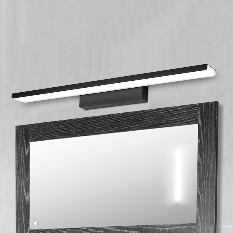 Rectangle Bathroom Wall Mounted Vanity Light Aluminum 16"/24" W LED Nordic Style Wall Lamp in Black/Silver, Warm/White Light Black Clearhalo 'Cast Iron' 'Glass' 'Industrial' 'Modern wall lights' 'Modern' 'Tiffany' 'Traditional wall lights' 'Vanity Lights' 'Wall Lights' Lighting' 467382