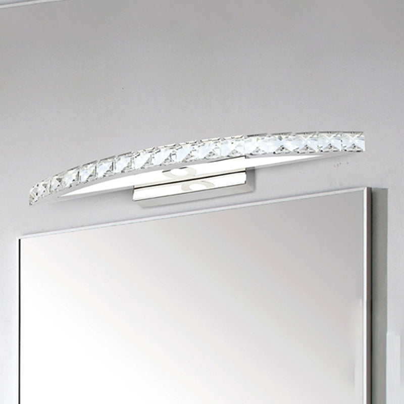 Bow Shaped Vanity Lighting Contemporary Crystal 1-Light Bedroom Wall Sconce Light in Clear/Champagne, 17"/21"/27.5" Wide Clearhalo 'Modern wall lights' 'Modern' 'Vanity Lights' 'Wall Lights' Lighting' 467404