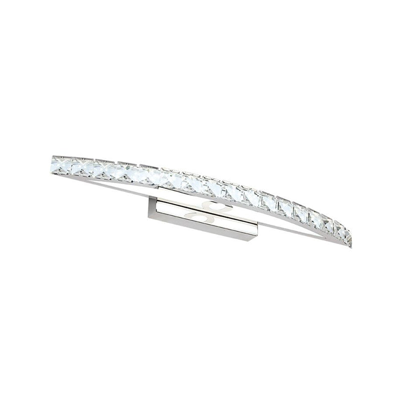 Bow Shaped Vanity Lighting Contemporary Crystal 1-Light Bedroom Wall Sconce Light in Clear/Champagne, 17"/21"/27.5" Wide Clearhalo 'Modern wall lights' 'Modern' 'Vanity Lights' 'Wall Lights' Lighting' 467405