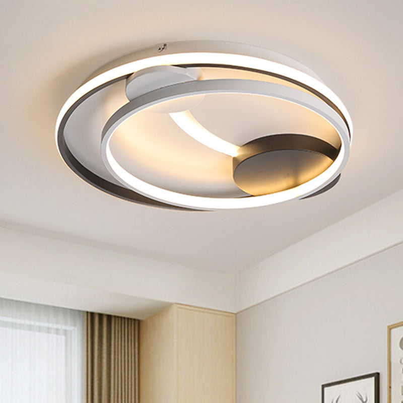 Double Square/Circle Led Flush Mount Ceiling Light Modernism Metal Ceiling Lighting in Black and White Clearhalo 'Ceiling Lights' 'Close To Ceiling Lights' 'Close to ceiling' 'Semi-flushmount' Lighting' 467419