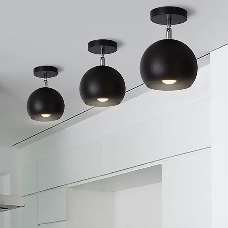 Adjustable Global Kitchen Semi Flush Light Industrial Style Metal 1 Light Black Ceiling Light Fixture Clearhalo 'Ceiling Lights' 'Close To Ceiling Lights' 'Close to ceiling' 'Semi-flushmount' Lighting' 467467