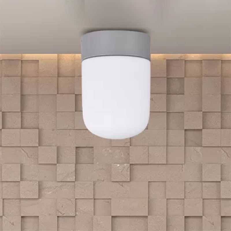 Capsule Corridor Flush Mount Light Modernist Metal and Frosted Glass 1 Light Pink/Gray Ceiling Lighting Clearhalo 'Ceiling Lights' 'Close To Ceiling Lights' 'Close to ceiling' 'Flush mount' Lighting' 467479