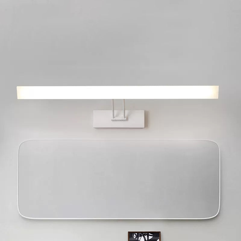 Black/White Rectangular Wall Light Modern Style 16.5"/20.5" W LED Acrylic Vanity Lighting in Warm/White Light for Bathroom White Natural Clearhalo 'Cast Iron' 'Glass' 'Industrial' 'Modern wall lights' 'Modern' 'Tiffany' 'Traditional wall lights' 'Vanity Lights' 'Wall Lights' Lighting' 467482