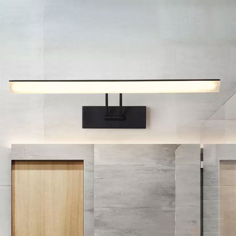 Black/White Rectangular Wall Light Modern Style 16.5"/20.5" W LED Acrylic Vanity Lighting in Warm/White Light for Bathroom Clearhalo 'Cast Iron' 'Glass' 'Industrial' 'Modern wall lights' 'Modern' 'Tiffany' 'Traditional wall lights' 'Vanity Lights' 'Wall Lights' Lighting' 467483