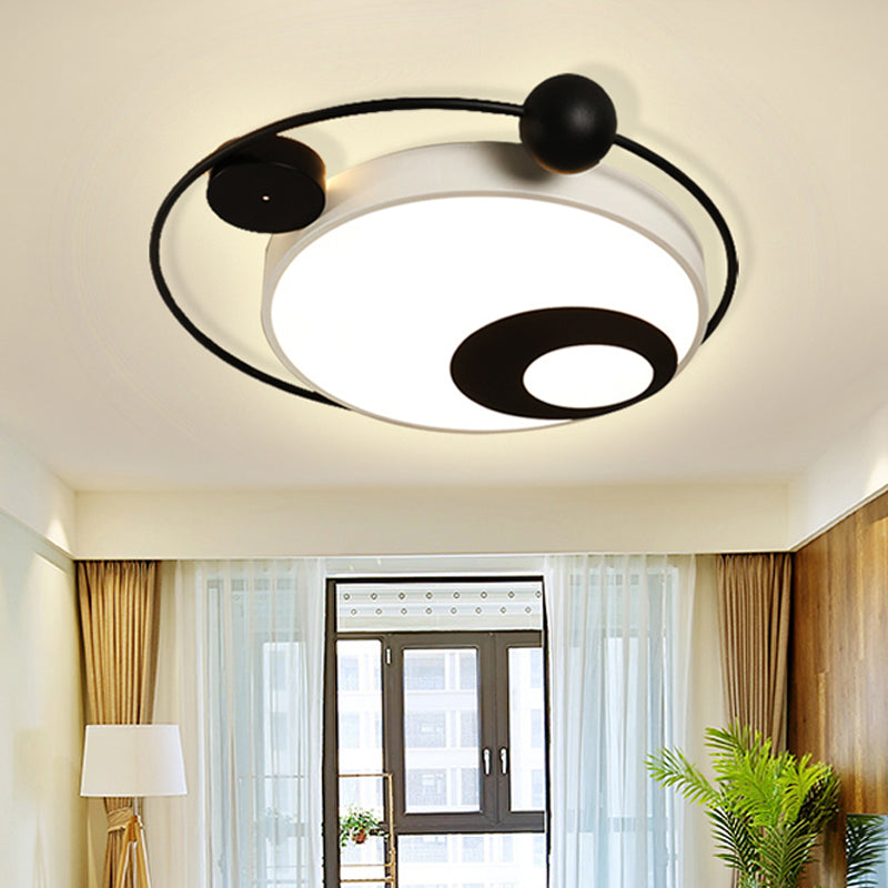 Square/Round Flushmount Modern Vintage Metal Led Black/White Flush Lighting in Warm Light with Diffuser Clearhalo 'Ceiling Lights' 'Close To Ceiling Lights' 'Close to ceiling' 'Flush mount' Lighting' 467487