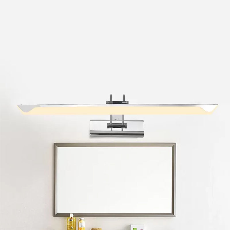 17"/23" Wide Ultra-Thin Vanity Light Simple Style Metal LED Nickel Finish Wall Lamp in Warm/White Light for Bathroom Clearhalo 'Cast Iron' 'Glass' 'Industrial' 'Modern wall lights' 'Modern' 'Tiffany' 'Traditional wall lights' 'Vanity Lights' 'Wall Lights' Lighting' 467496
