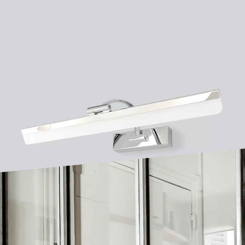 Acrylic Rectangular Wall Lighting Simple Stylish Integrated LED Nickel Finish Vanity Lamp in Warm/White Light, 16.5"/20.5" W Clearhalo 'Cast Iron' 'Glass' 'Industrial' 'Modern wall lights' 'Modern' 'Tiffany' 'Traditional wall lights' 'Vanity Lights' 'Wall Lights' Lighting' 467504