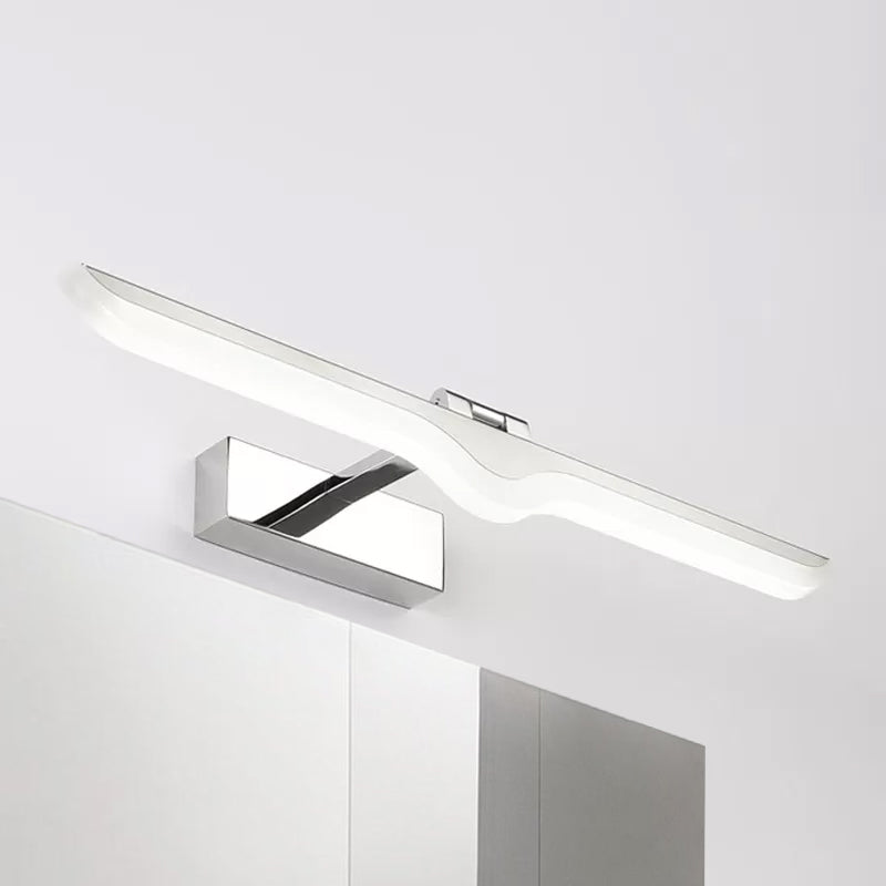 Linear Acrylic Vanity Light Fixture Modern Style 16.5"/20.5" W LED Nickel Finish Wall Sconce Lamp in Warm/White Light Clearhalo 'Cast Iron' 'Glass' 'Industrial' 'Modern wall lights' 'Modern' 'Tiffany' 'Traditional wall lights' 'Vanity Lights' 'Wall Lights' Lighting' 467515