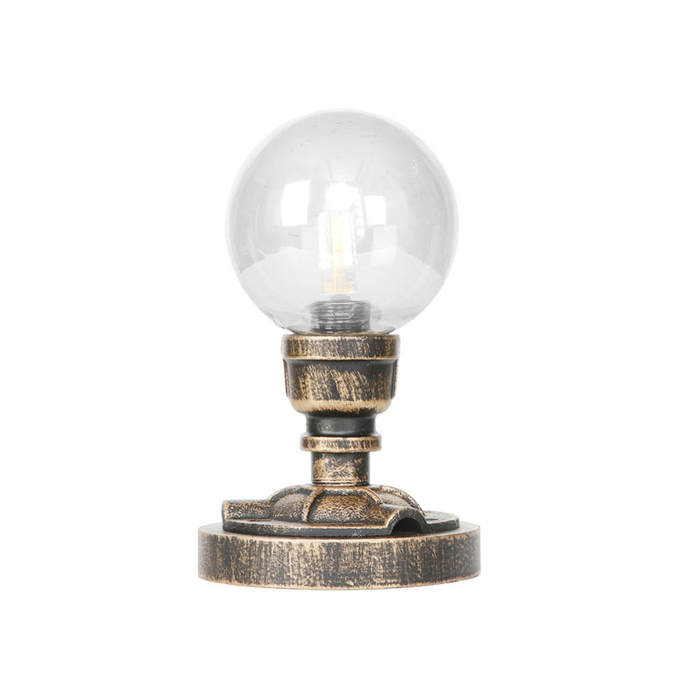 1 Light Clear/Amber Glass Desk Lamp Vintage Style Antique Bronze Globe Shade Living Room Task Lighting with Base Clearhalo 'Lamps' 'Table Lamps' Lighting' 467568