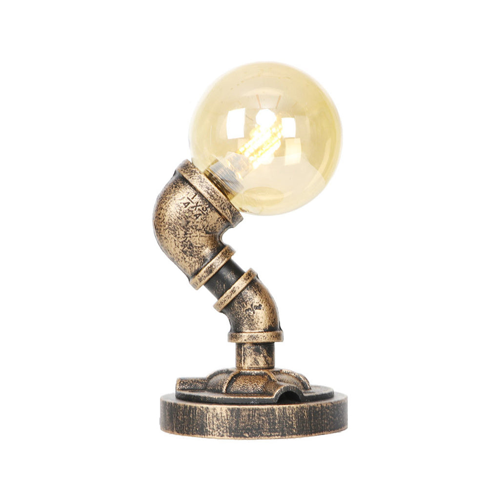 1 Light Clear/Amber Glass Desk Lamp Vintage Style Antique Bronze Globe Shade Living Room Task Lighting with Base Clearhalo 'Lamps' 'Table Lamps' Lighting' 467571