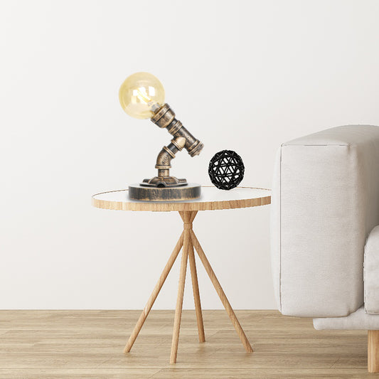 1 Light Clear/Amber Glass Desk Lamp Vintage Style Antique Bronze Globe Shade Living Room Task Lighting with Base Amber C Clearhalo 'Lamps' 'Table Lamps' Lighting' 467573