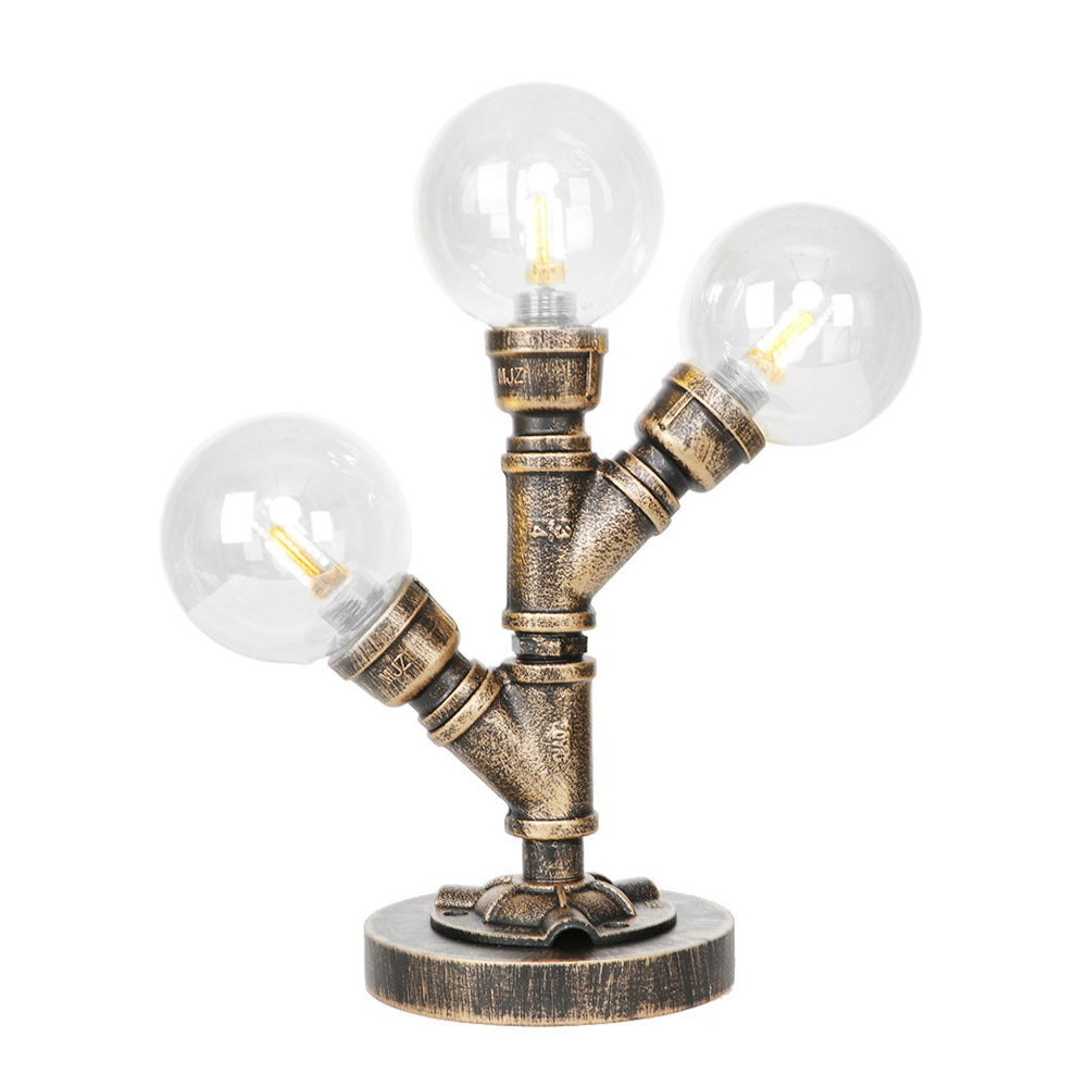 Clear/Amber Glass Antique Bronze Desk Light Globe 2/3-Light Industrial Task Lighting with Base Clearhalo 'Lamps' 'Table Lamps' Lighting' 467597