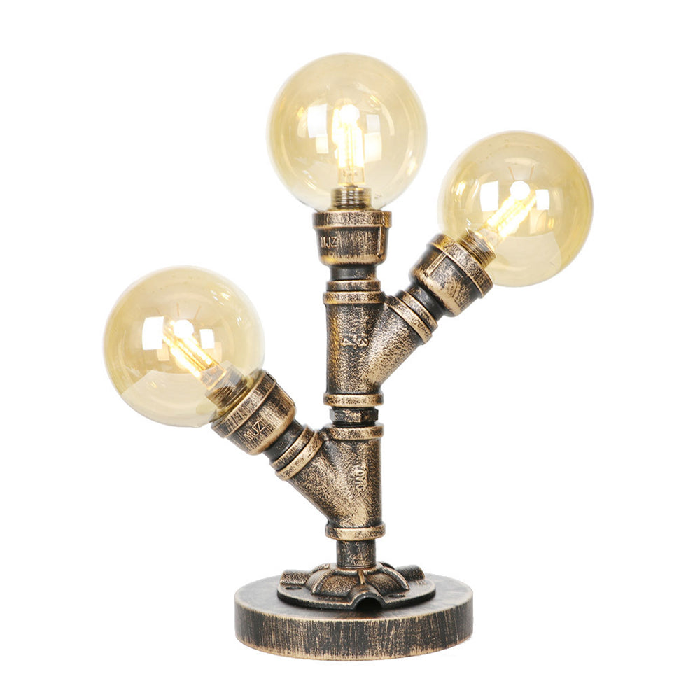 Clear/Amber Glass Antique Bronze Desk Light Globe 2/3-Light Industrial Task Lighting with Base Clearhalo 'Lamps' 'Table Lamps' Lighting' 467600