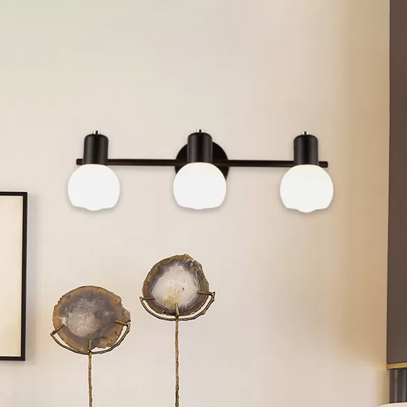 3-Bulb Wall Sconce Lighting with Bubble Shade Opal Glass Modern Bathroom Light Fixture in Black/White Clearhalo 'Cast Iron' 'Glass' 'Industrial' 'Modern wall lights' 'Modern' 'Tiffany' 'Traditional wall lights' 'Wall Lamps & Sconces' 'Wall Lights' Lighting' 467608