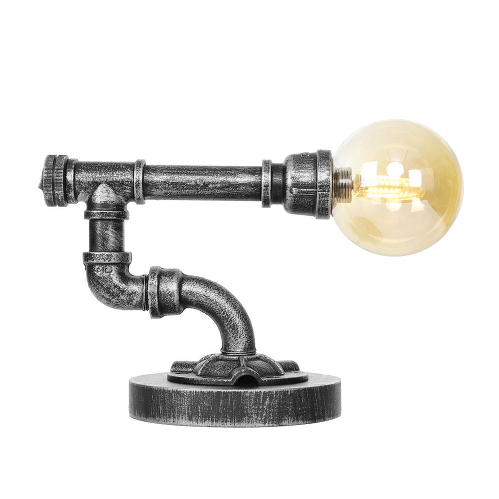 Single Light Globe Shade Reading Lamp Industrial Antique Silver Clear/Amber Glass Task Lighting for Bedroom with Base Clearhalo 'Lamps' 'Table Lamps' Lighting' 467653