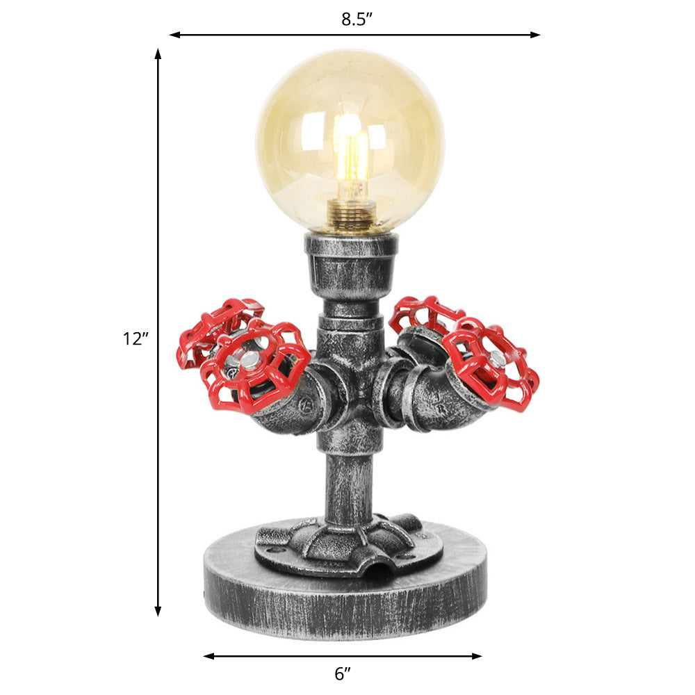 Single Light Globe Shade Reading Lamp Industrial Antique Silver Clear/Amber Glass Task Lighting for Bedroom with Base Clearhalo 'Lamps' 'Table Lamps' Lighting' 467660