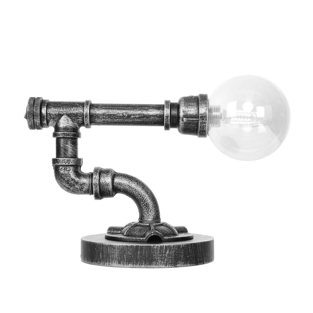 Single Light Globe Shade Reading Lamp Industrial Antique Silver Clear/Amber Glass Task Lighting for Bedroom with Base Clearhalo 'Lamps' 'Table Lamps' Lighting' 467665