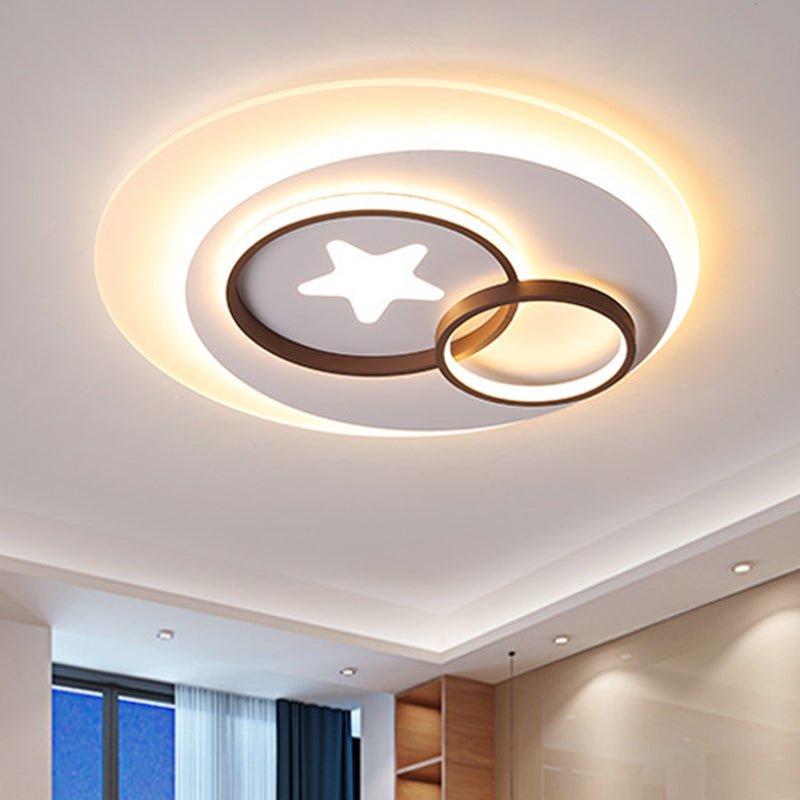 White Circles Flush Mount Lighting with Star Contemporary Led Indoor Flush Lamp in Warm/White, 16.5"/20.5"/24.5"/31" W Clearhalo 'Ceiling Lights' 'Close To Ceiling Lights' 'Close to ceiling' 'Flush mount' Lighting' 467673