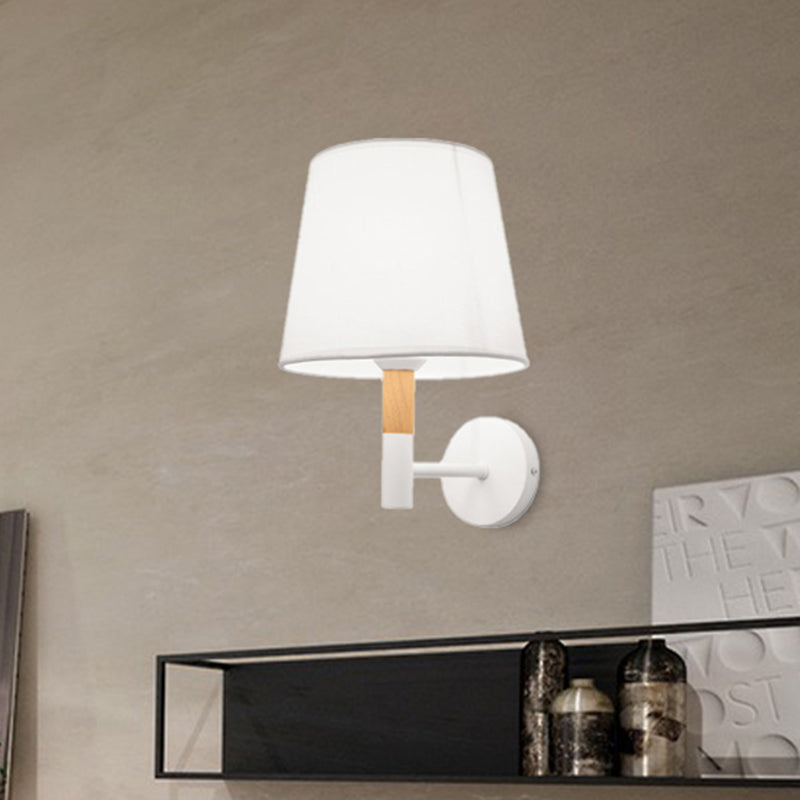 Modern Style Tapered Wall Sconce Light 1 Head Fabric Sconce Lighting Fixture in Black/White for Bedroom Clearhalo 'Modern wall lights' 'Modern' 'Wall Lamps & Sconces' 'Wall Lights' Lighting' 467751