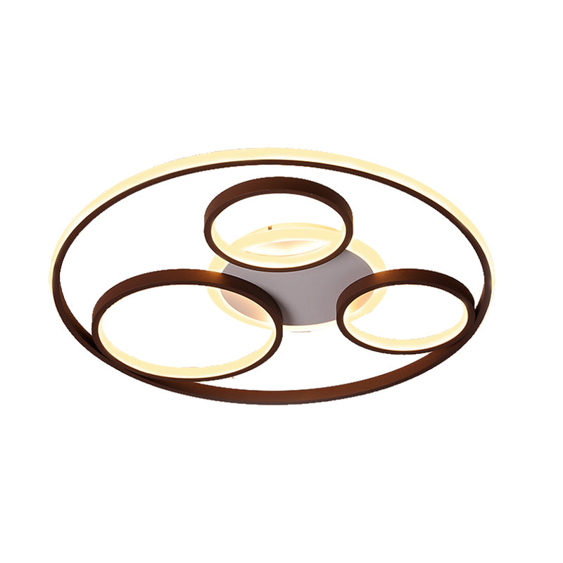 Brown Multi Ring Flush Light Fixture Minimalist Metal Led Flush Mount Ceiling Light in Warm/White, 16.5"/20.5"/24.5"/31" Wide Clearhalo 'Ceiling Lights' 'Close To Ceiling Lights' 'Close to ceiling' 'Flush mount' Lighting' 467853