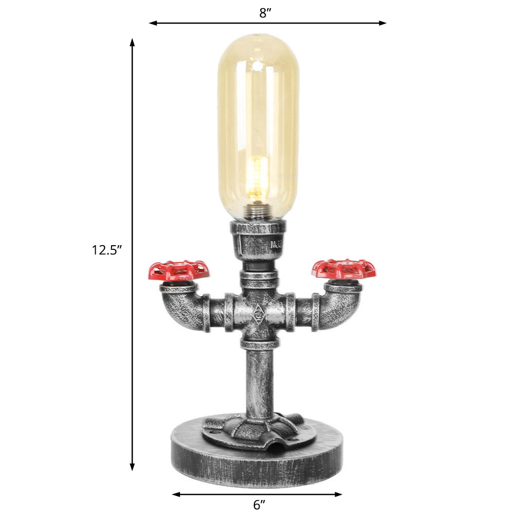 Capsule Shade Clear/Amber Glass Table Light Industrial Style 1/3-Light Living Room Desk Lamp with Base Clearhalo 'Lamps' 'Table Lamps' Lighting' 467864