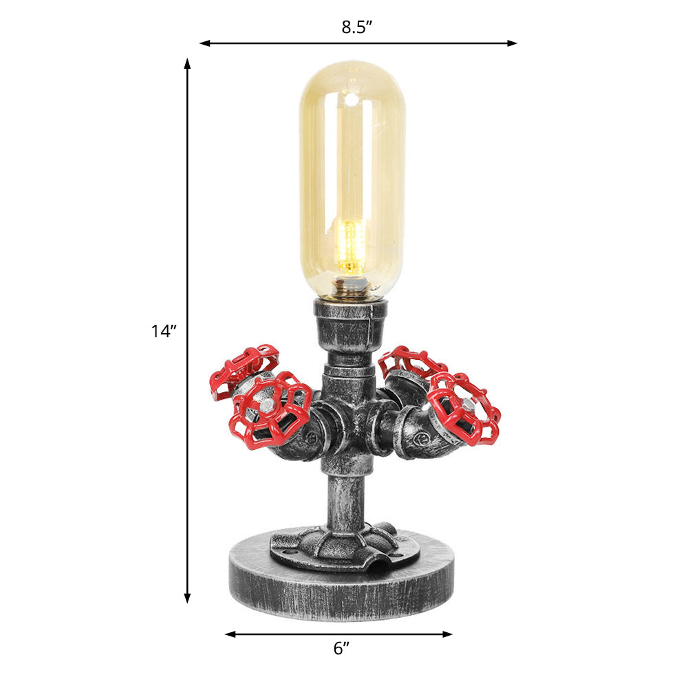 Capsule Shade Clear/Amber Glass Table Light Industrial Style 1/3-Light Living Room Desk Lamp with Base Clearhalo 'Lamps' 'Table Lamps' Lighting' 467866