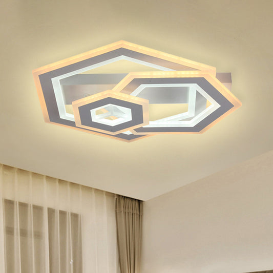 Metal Geometric Flush Ceiling Light Matte White Led Modern Flushmount Lighting in Warm/White Clearhalo 'Ceiling Lights' 'Close To Ceiling Lights' 'Close to ceiling' 'Semi-flushmount' Lighting' 467993