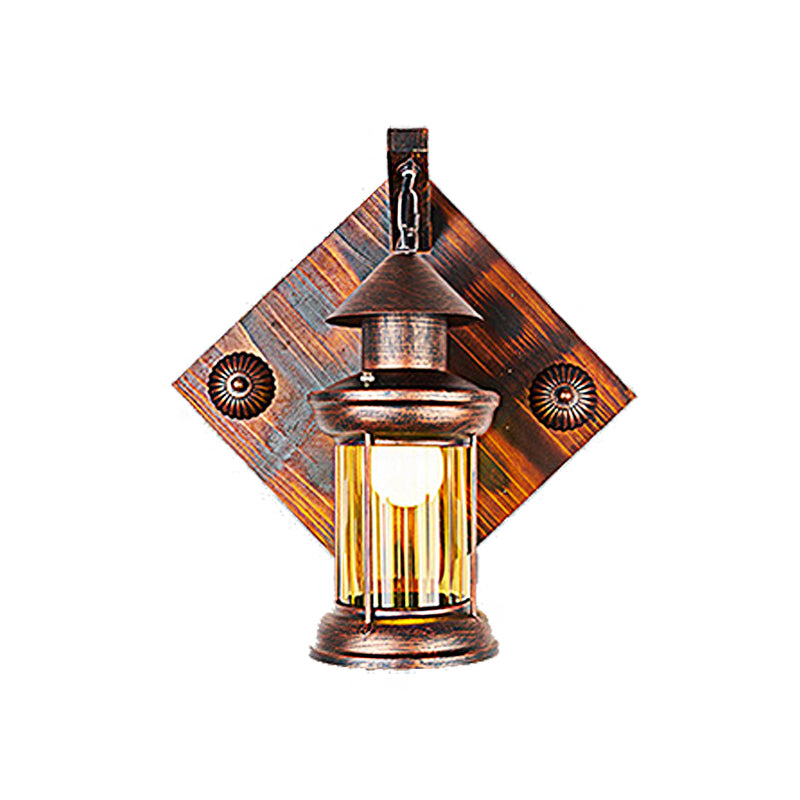 Brass One Light Sconce Light Coastal Clear Glass Rectangle/Square Wall Lighting Fixture for Dining Room Clearhalo 'Art deco wall lights' 'Cast Iron' 'Glass' 'Industrial wall lights' 'Industrial' 'Middle century wall lights' 'Modern' 'Rustic wall lights' 'Tiffany' 'Traditional wall lights' 'Wall Lamps & Sconces' 'Wall Lights' Lighting' 468056