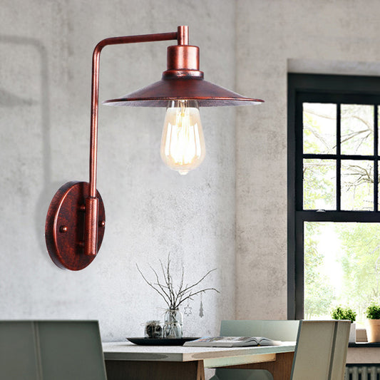 One Bulb Wall Sconce with Cone/Dome/Wide Flare Shade Metal Industrial Dining Room Light Fixture in Copper Copper A Clearhalo 'Art deco wall lights' 'Cast Iron' 'Glass' 'Industrial wall lights' 'Industrial' 'Middle century wall lights' 'Modern' 'Rustic wall lights' 'Tiffany' 'Traditional wall lights' 'Wall Lamps & Sconces' 'Wall Lights' Lighting' 468089