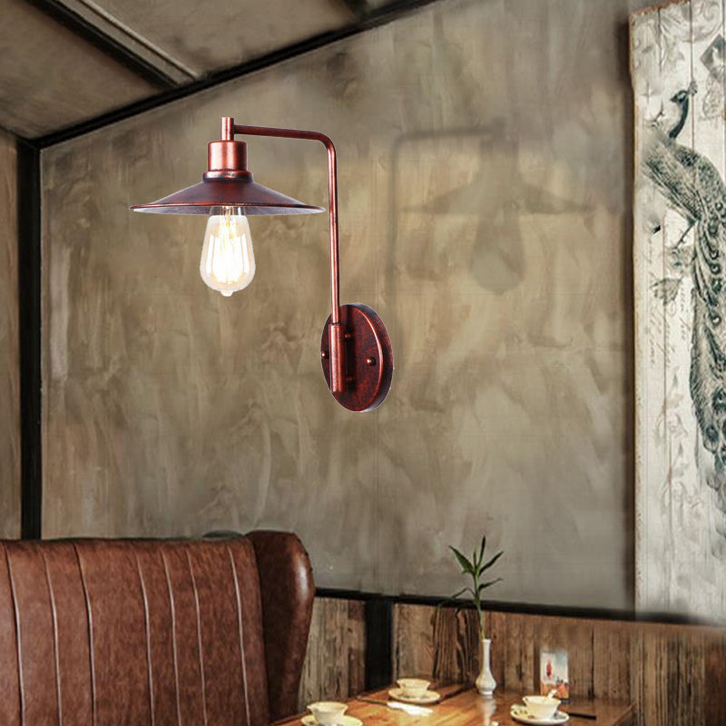One Bulb Wall Sconce with Cone/Dome/Wide Flare Shade Metal Industrial Dining Room Light Fixture in Copper Clearhalo 'Art deco wall lights' 'Cast Iron' 'Glass' 'Industrial wall lights' 'Industrial' 'Middle century wall lights' 'Modern' 'Rustic wall lights' 'Tiffany' 'Traditional wall lights' 'Wall Lamps & Sconces' 'Wall Lights' Lighting' 468090