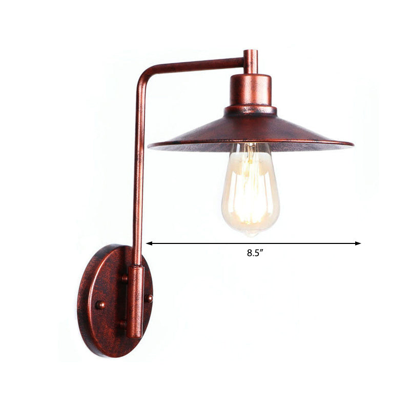 One Bulb Wall Sconce with Cone/Dome/Wide Flare Shade Metal Industrial Dining Room Light Fixture in Copper Clearhalo 'Art deco wall lights' 'Cast Iron' 'Glass' 'Industrial wall lights' 'Industrial' 'Middle century wall lights' 'Modern' 'Rustic wall lights' 'Tiffany' 'Traditional wall lights' 'Wall Lamps & Sconces' 'Wall Lights' Lighting' 468092